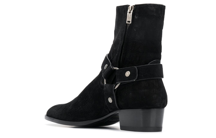 Purchase Saint Laurent Wyatt 'Black Suede Pointed Toe Block Heel Ankle Boot' 6035151Y2001000