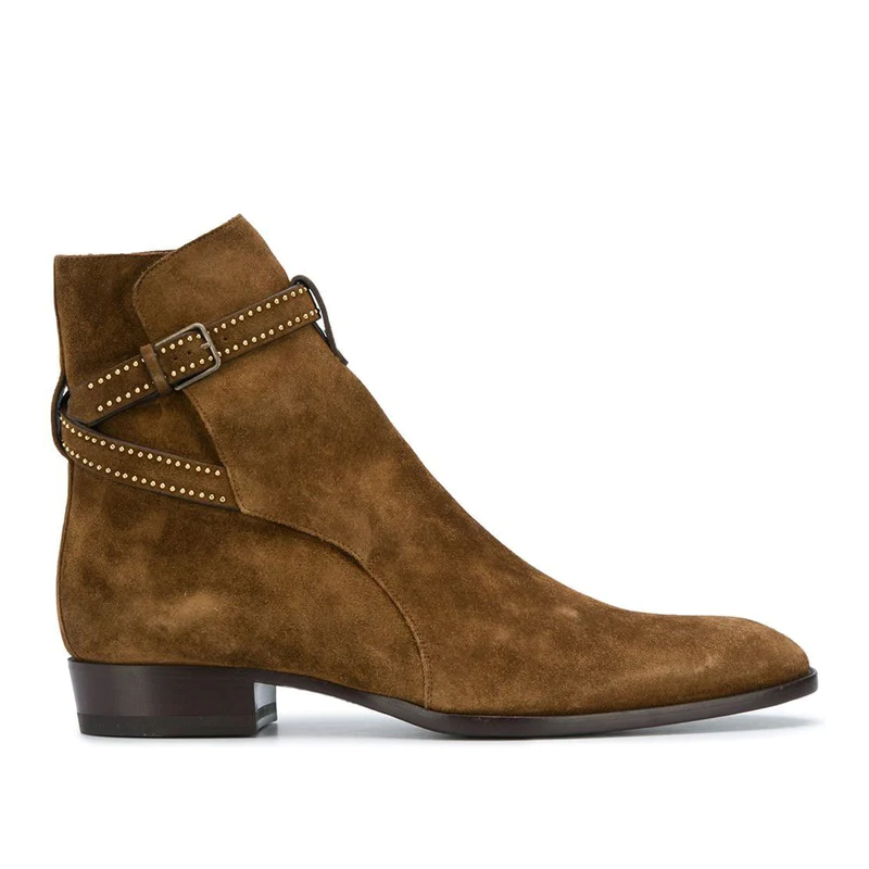 Shop Saint Laurent Wyatt 'Suede Coklat' 6304251NZTT2330