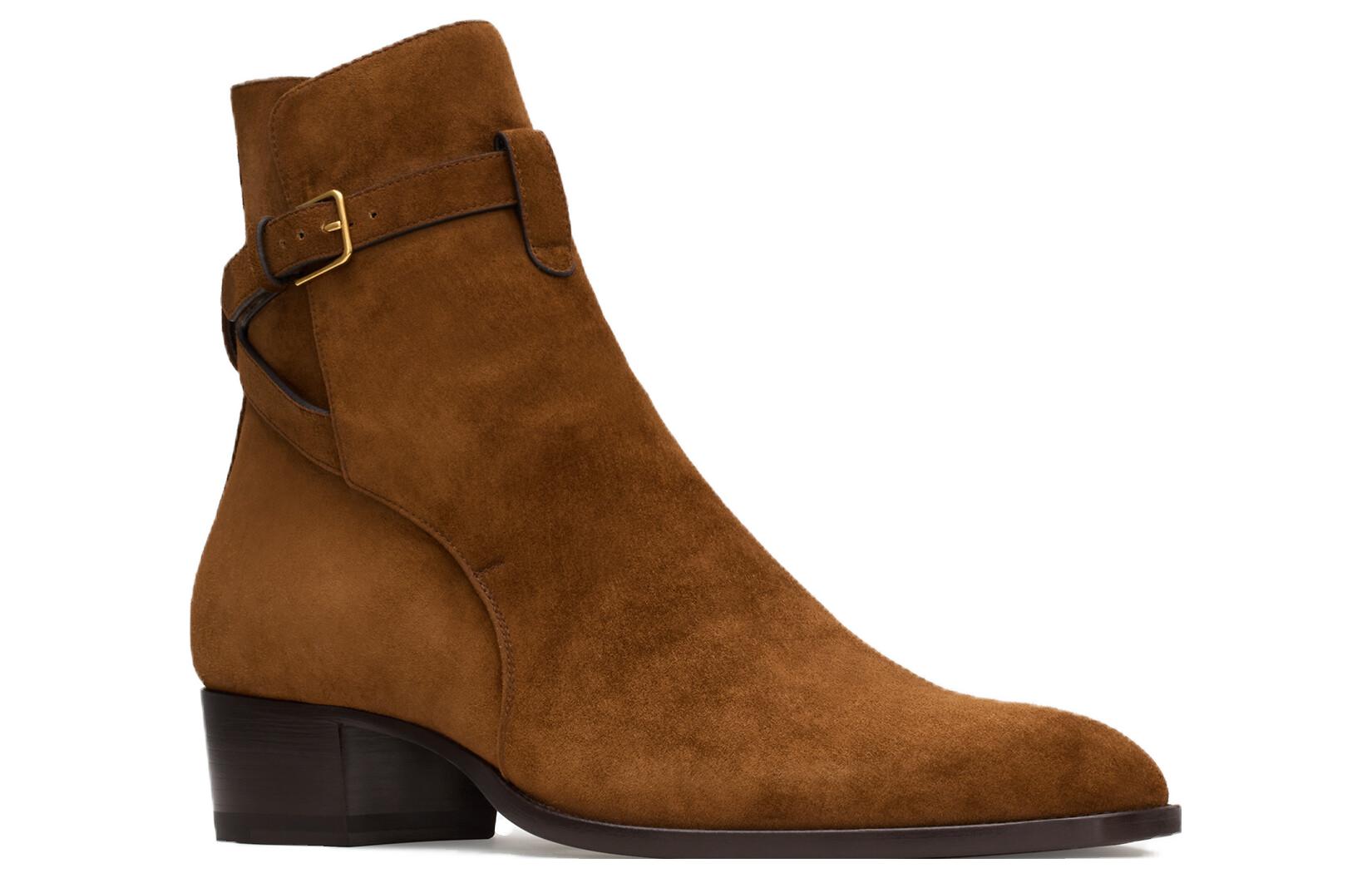 Order Saint Laurent Wyatt ''Fibbia in Pelle Scamosciata Marrone'' 7547330LI002330
