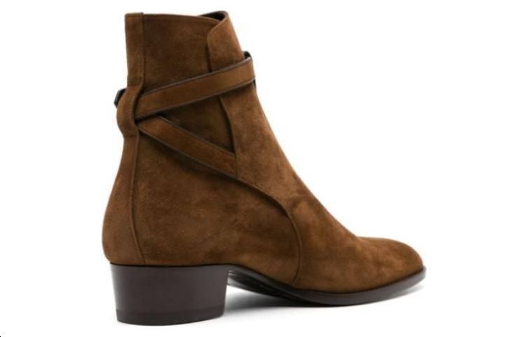 Purchase サンローラン ワイアット ブラウン スエード バックル 7547330LI002330