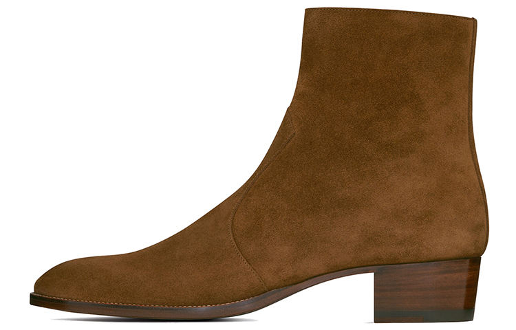 Saint Laurent Wyatt 'Brown Suede Zip' 6491031NZ002635