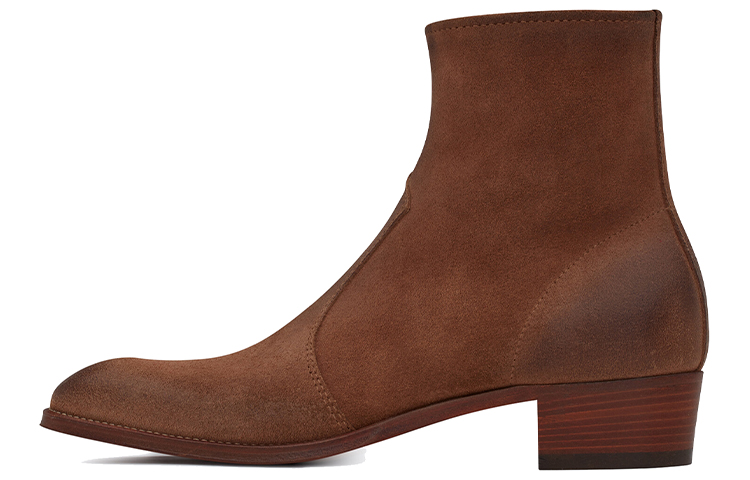 Saint Laurent Wyatt 'Retro Brown Suede Zip' 66928525T002749