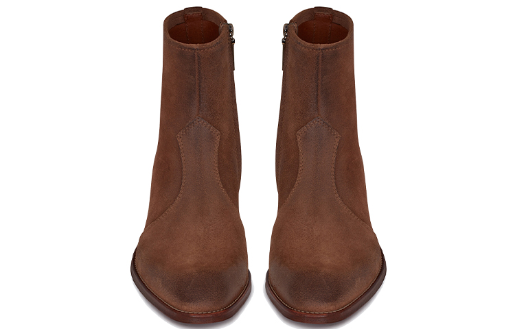 Shop Saint Laurent Wyatt 'Kulit Coklat Retro Zip' 66928525T002749