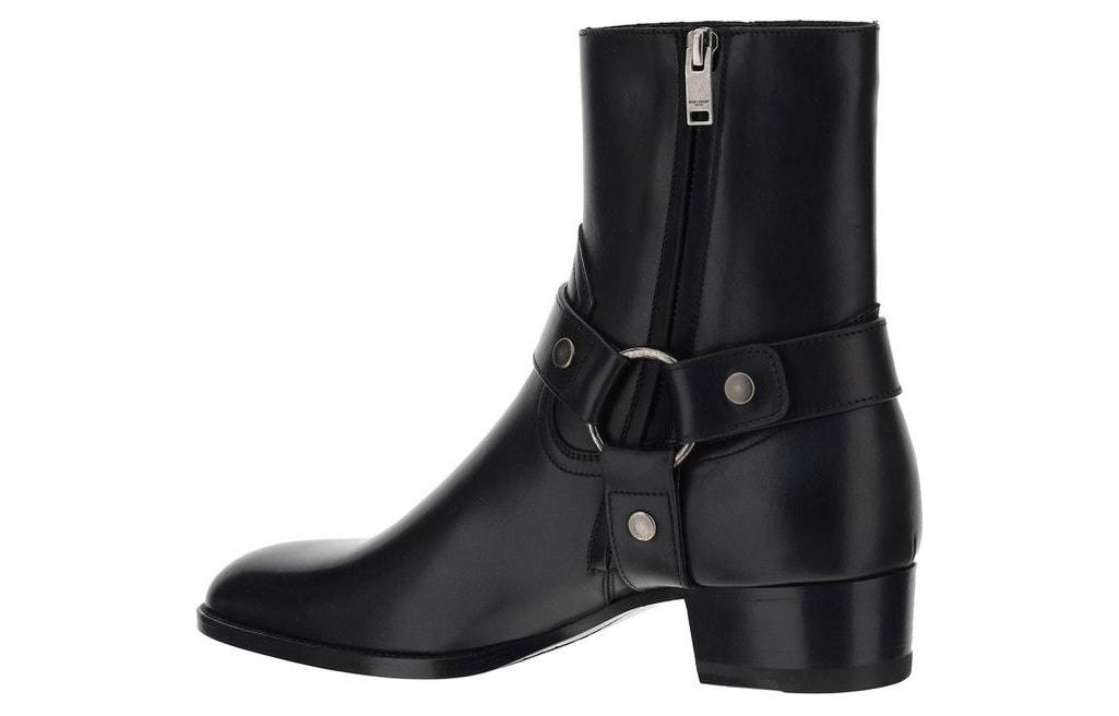 Shop Saint Laurent Stivali Wyatt Harness ''Nero'' 681331-1YL00-1000