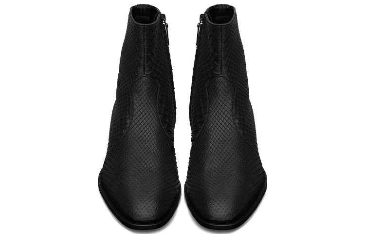 Shop Saint Laurent Botas Wyatt con Cremallera 'Pitón Negro' 6304852PL001000