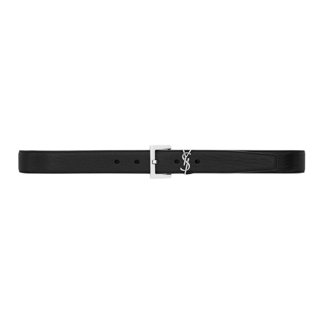 Order SAINT LAURENT YSL Logo Buckle Lambskin Leather Belt Unisex Black 3cm 634440AAC8A1000