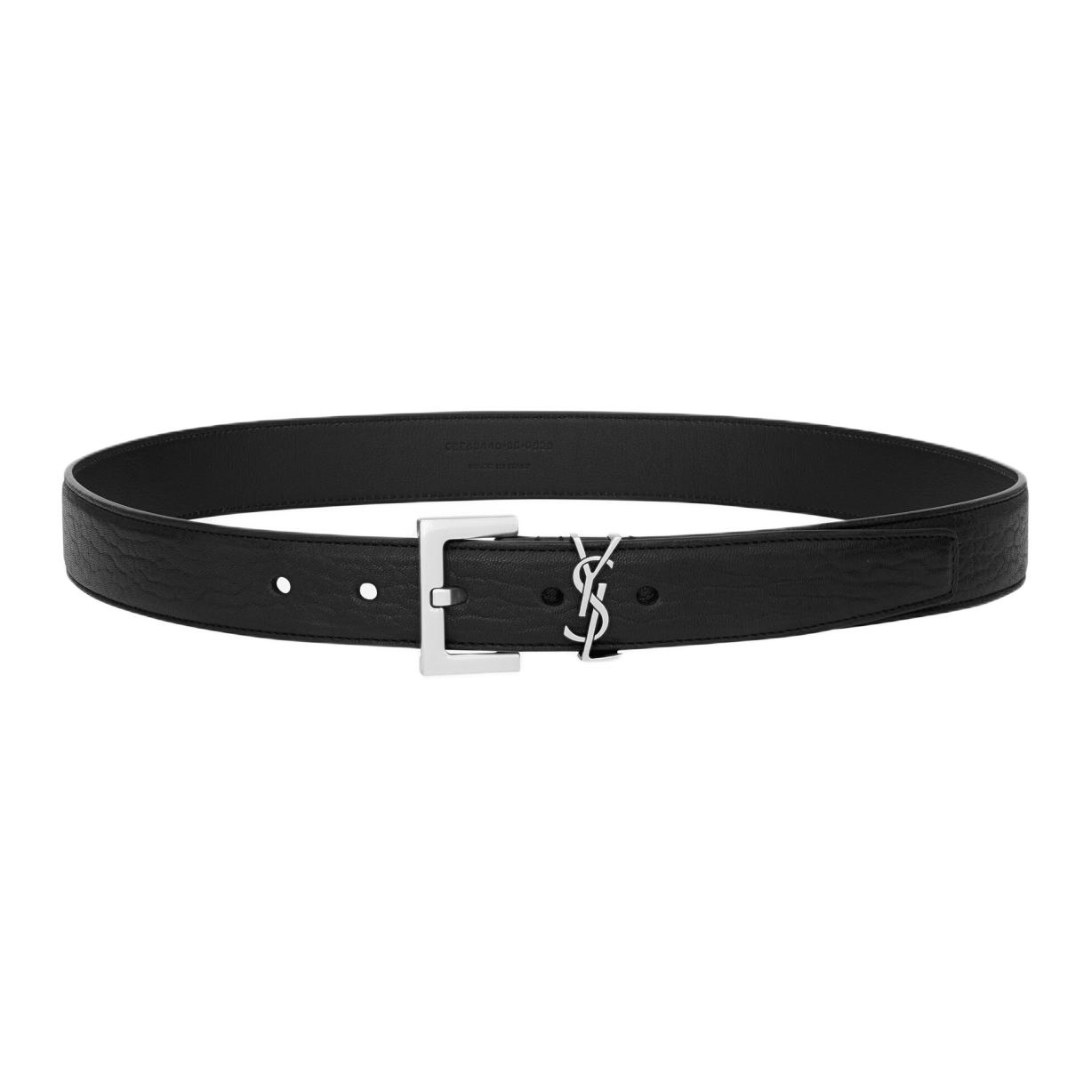 Lookbook SAINT LAURENT YSL Logo Buckle Lambskin Leather Belt Unisex Black 3cm 634440AAC8A1000