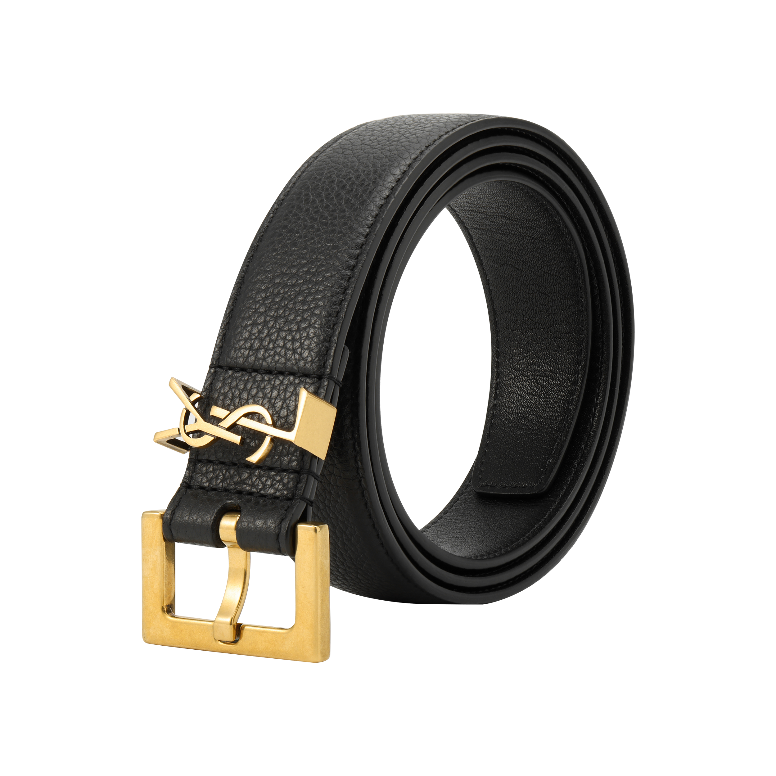 Lookbook Saint Laurent YSL Logo Leather Belt  Black 3cm Wide 634440DTI0W1000