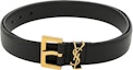 Shop Saint Laurent YSL Logo Leather Belt Black 3cm Wide 634440DTI0W1000
