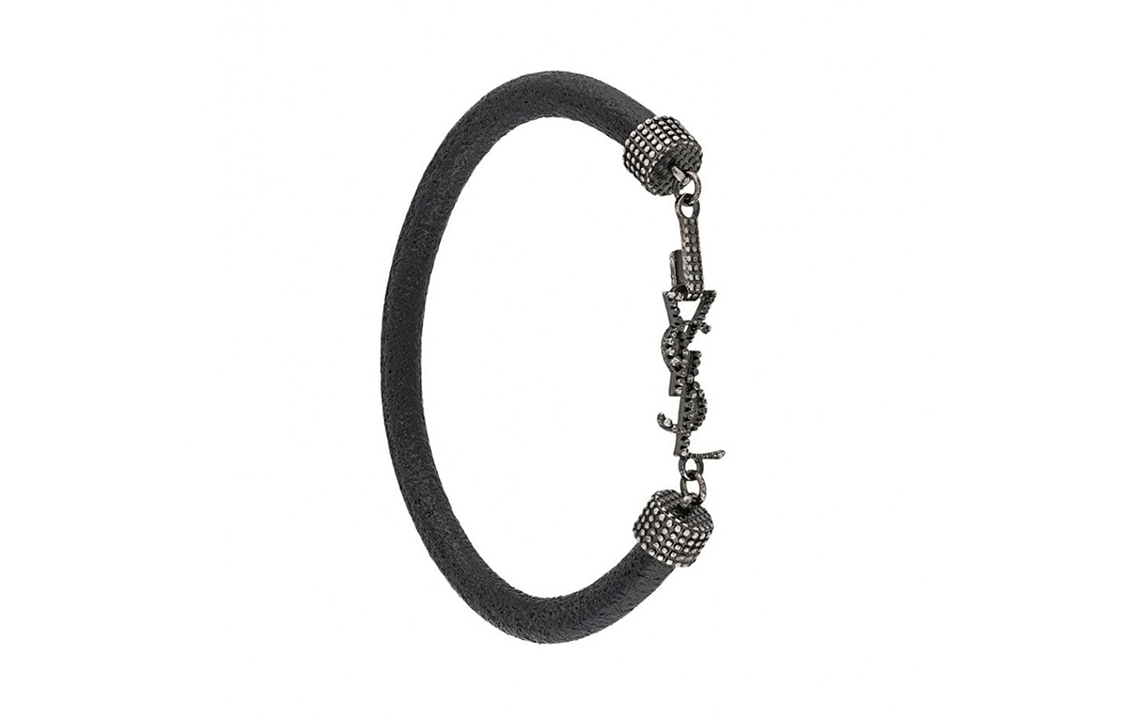 Order Pulsera de Cuero Saint Laurent YSL Logo Unisex Estilo Pareja Negra. 6073190UZ0D1000