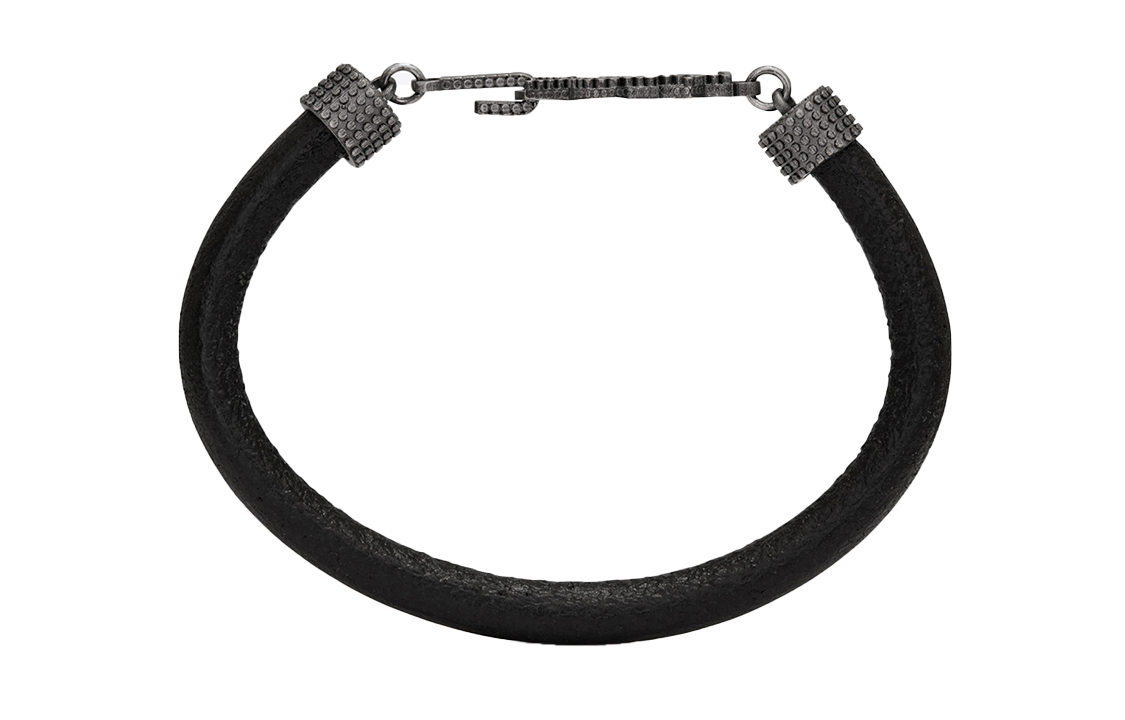 Shop Pulsera de Cuero Saint Laurent YSL Logo Unisex Estilo Pareja Negra. 6073190UZ0D1000