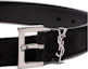 Lookbook Saint Laurent YSL Logo Plaque Belt Men Black Silver Buckle 3cm Wide 634440C0X0E