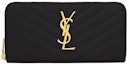 Buy 圣罗兰大号拉链钱包字母纹黑色