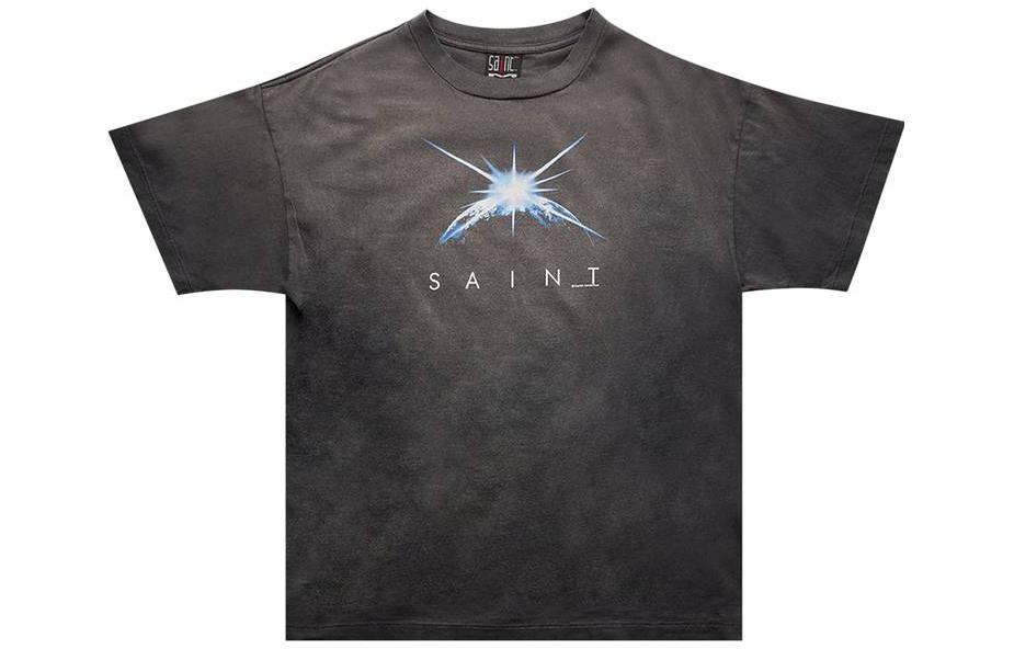 Order SAINT Mxxxxxx 黑色圓領休閒直版短袖T恤 SM-S23-0000-005