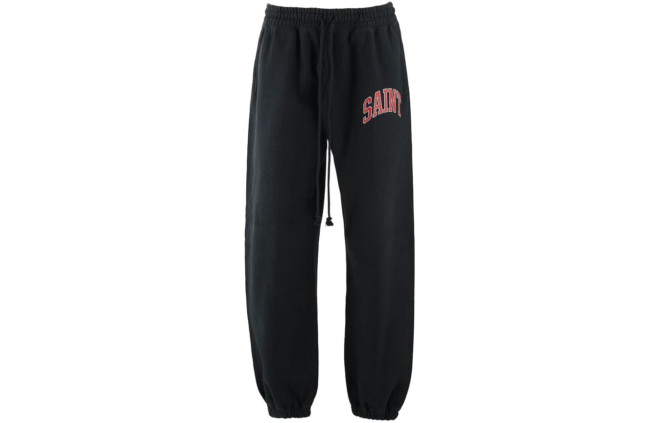 SAINT Mxxxxxx  Black Knit Jogger Sweatpants with Logo. SM-A23-0000-036
