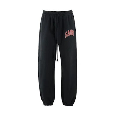 SAINT Mxxxxxx Black Knit Jogger Sweatpants with Logo. SM-A23-0000-036