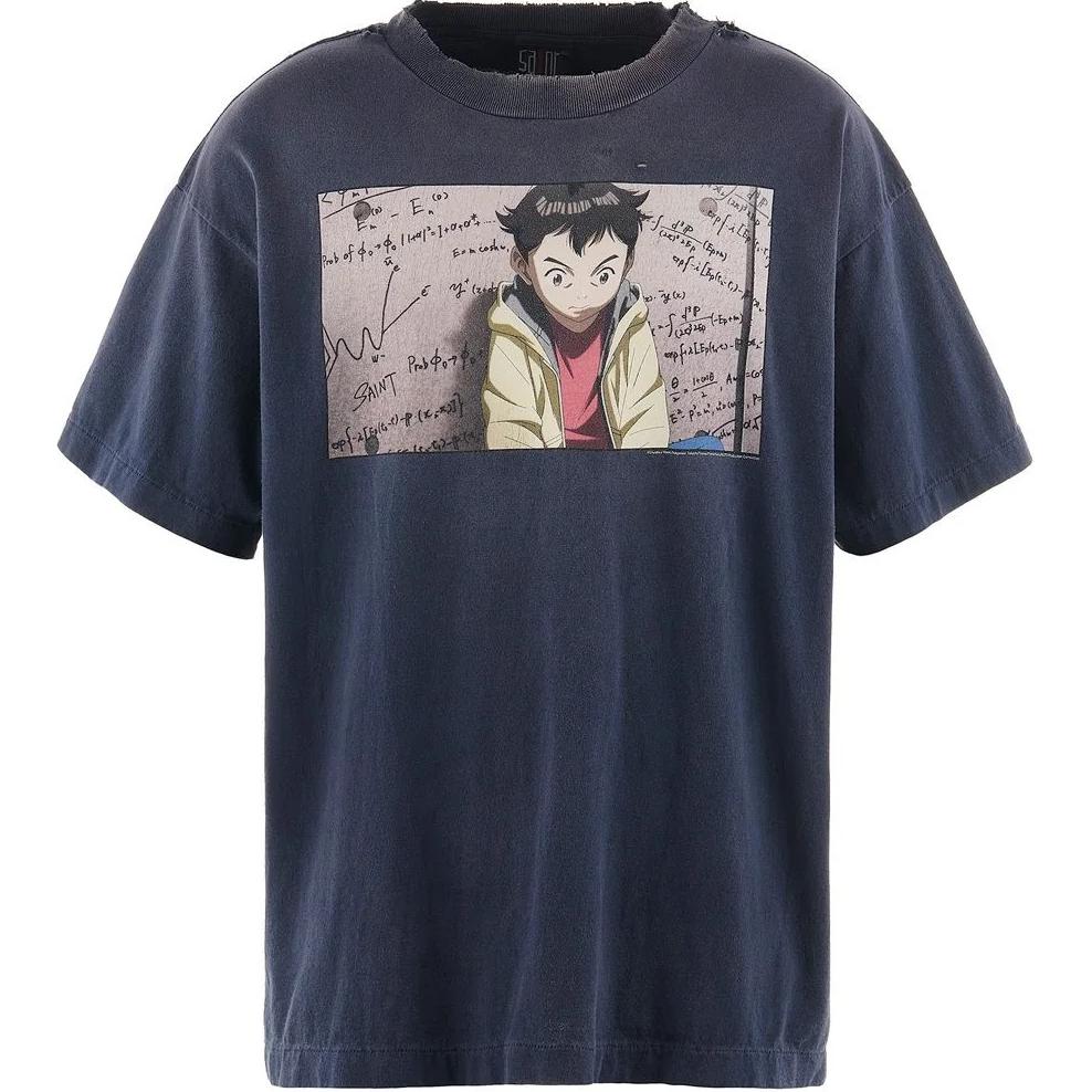 SAINT Mxxxxxx  Blue Loose Fit Crew Neck Short Sleeve T-Shirt SM-YS1-0000-C29