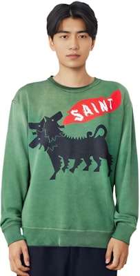 SAINT Mxxxxxx Crewneck Pullover Lengan Panjang T-Shirt Corak Haiwan SM-A23-0000-021 Sizing SAINT Mxxxxxx Crewneck Pullover Lengan Panjang T-Shirt Corak Haiwan SM-A23-0000-021