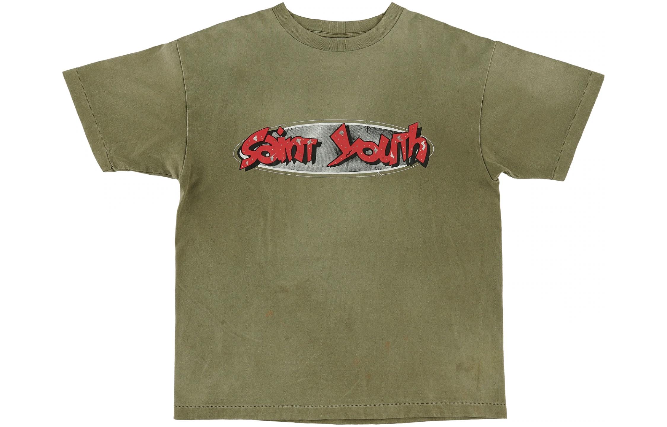 Order SAINT Mxxxxxx 綠色圓領字母印花T恤 SM-S22-0000-024