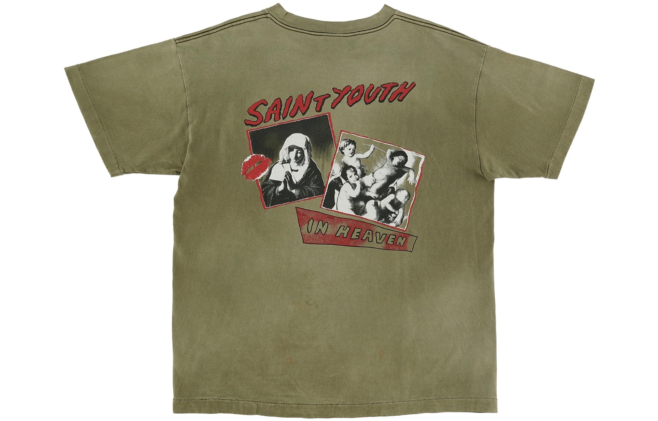 Lookbook SAINT Mxxxxxx 綠色圓領字母印花T恤 SM-S22-0000-024