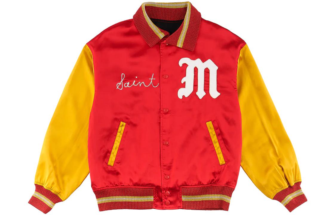 SAINT Mxxxxxx  Multi-Color Polo Collar Letter Print Button Jacket. SM-S23-0000-068