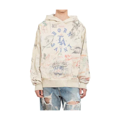 SAINT Mxxxxxx White Pullover Hoodie with Drawstring and Long Sleeves. SMY680000C11
