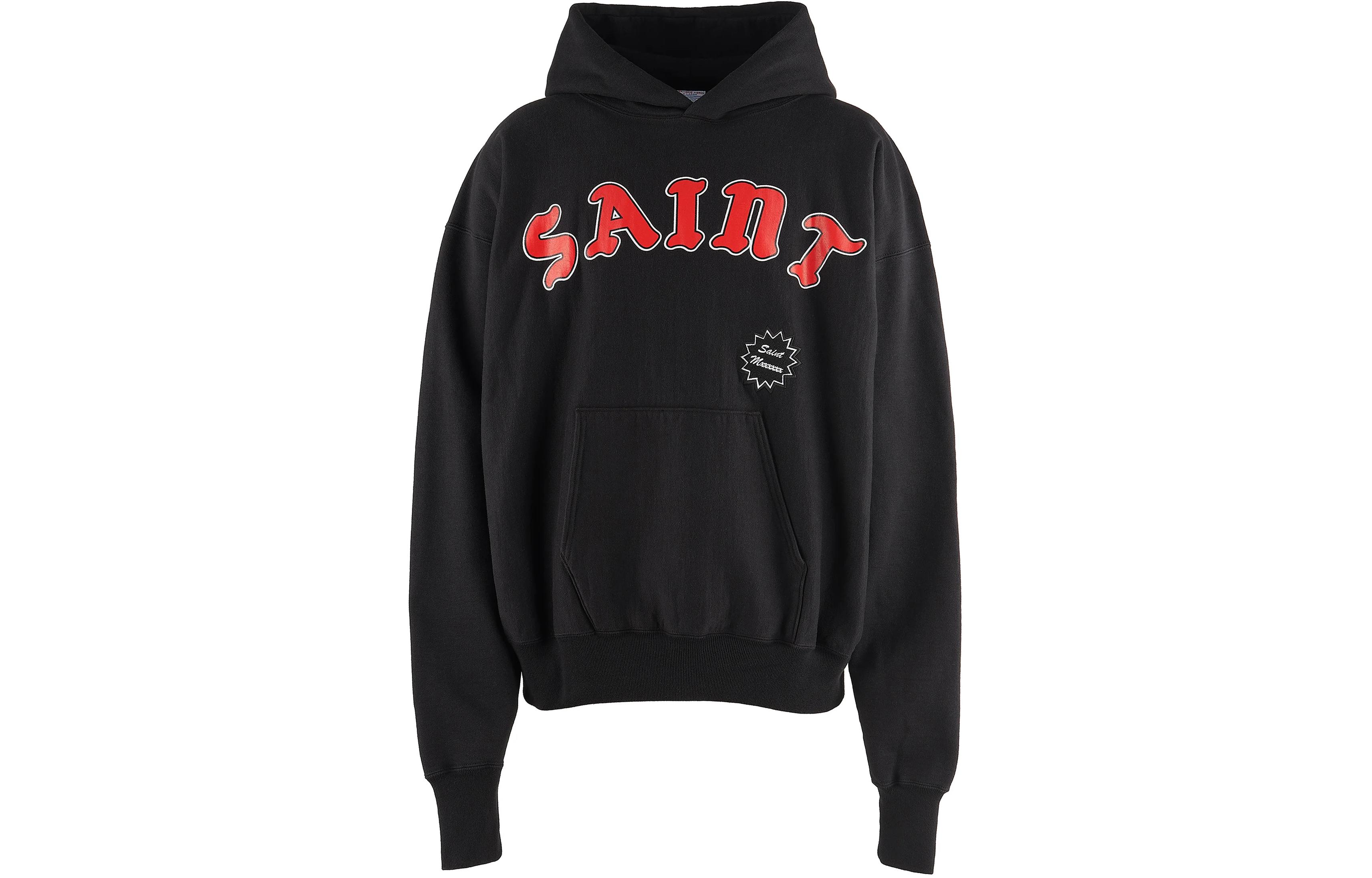 SAINT Mxxxxxx Black Alphabet Print Pullover Hoodie SM-YS8-0000-037