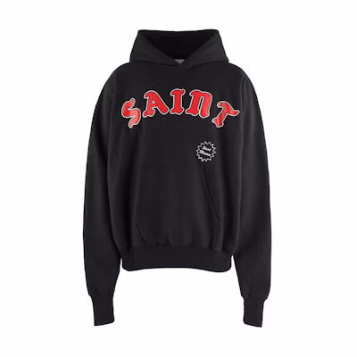 SAINT Mxxxxxx Black Alphabet Print Pullover Hoodie SM-YS8-0000-037