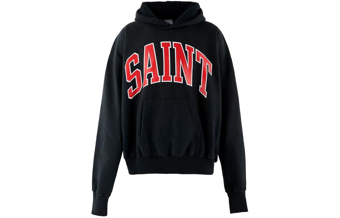 SAINT Mxxxxxx Black Pullover Hoodie With Pocket Long Sleeve Casual Wear SM-A23-0000-030