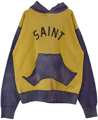 SAINT Mxxxxxx Colorblock Logo Print Hoodie Yellow - SM-A21-0000-035 Order SAINT Mxxxxxx Colorblock Logo Print Hoodie Yellow - SM-A21-0000-035