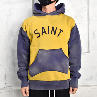 SAINT Mxxxxxx Colorblock Logo Print Hoodie Yellow - SM-A21-0000-035 Shop SAINT Mxxxxxx Colorblock Logo Print Hoodie Yellow - SM-A21-0000-035