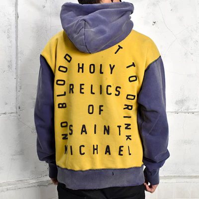 SAINT Mxxxxxx Colorblock Logo Print Hoodie Yellow - SM-A21-0000-035 Purchase SAINT Mxxxxxx Colorblock Logo Print Hoodie Yellow - SM-A21-0000-035