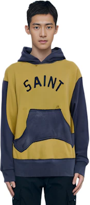 SAINT Mxxxxxx Colorblock Logo Print Hoodie Yellow - SM-A21-0000-035 Details for SAINT Mxxxxxx Colorblock Logo Print Hoodie Yellow - SM-A21-0000-035