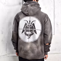 Purchase SAINT Mxxxxxx Distressed Logo Print Hoodie Deep Gray. SM-A21-0000-037
