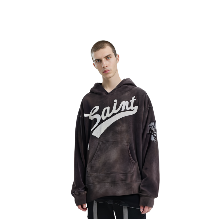 Details for SAINT Mxxxxxx 仿舊標誌印花連帽衫 深灰色 SM-A21-0000-037