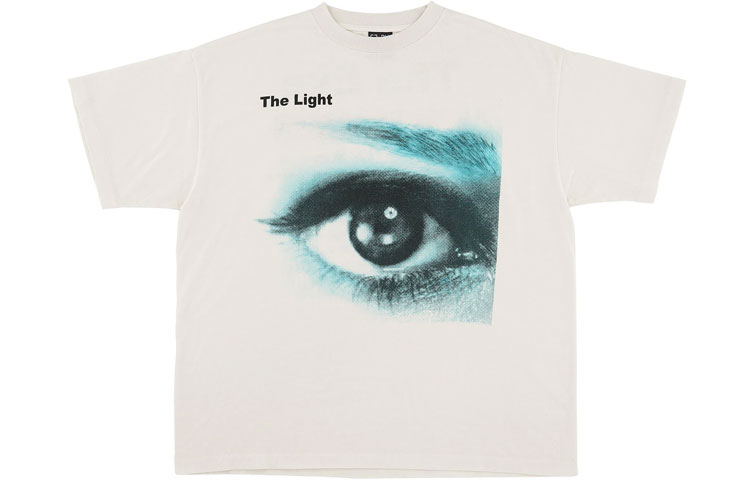 Order SAINT Mxxxxxx 眼字母印花男女款白色圓領T恤。 SM-S21-0000-003