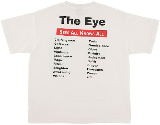 SAINT Mxxxxxx 眼字母印花男女款白色圓領T恤。 SM-S21-0000-003 Lookbook SAINT Mxxxxxx 眼字母印花男女款白色圓領T恤。 SM-S21-0000-003