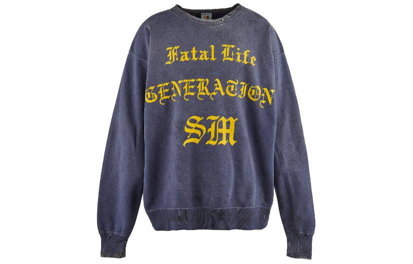 SAINT Mxxxxxx Fatal Life Graphic Crewneck Sweatshirt Purple Long Sleeve SM-YS8-0000-029