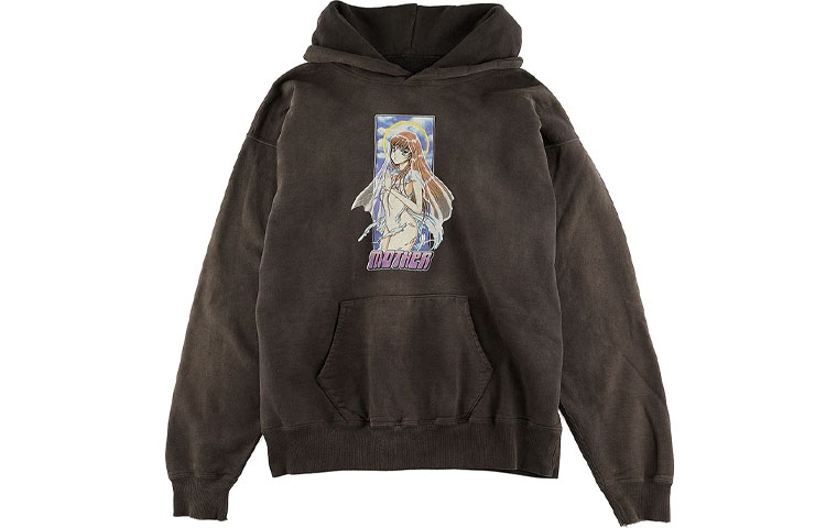 SAINT Mxxxxxx FW21 Anime Graphic Oversized Hoodie Unisex Black Brown. SM-A21-0000-034