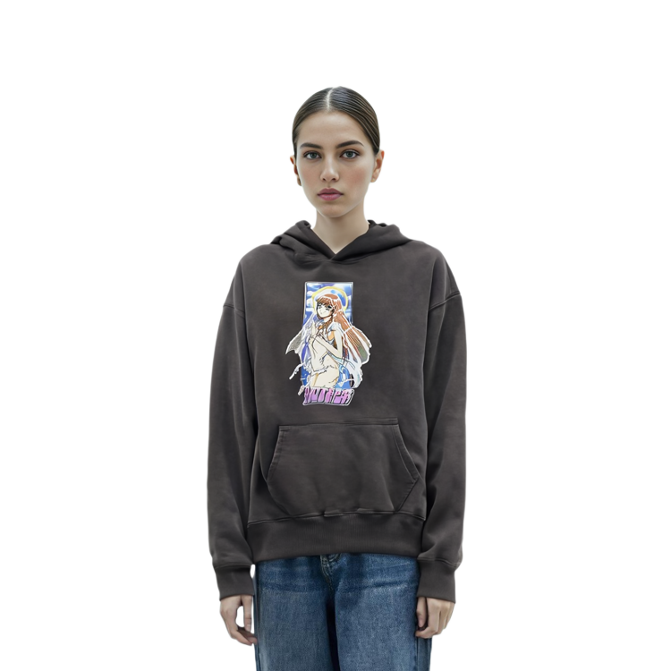 Lookbook SAINT Mxxxxxx FW21 動漫圖案寬鬆連帽衫 男女適用 黑棕色款式。 SM-A21-0000-034