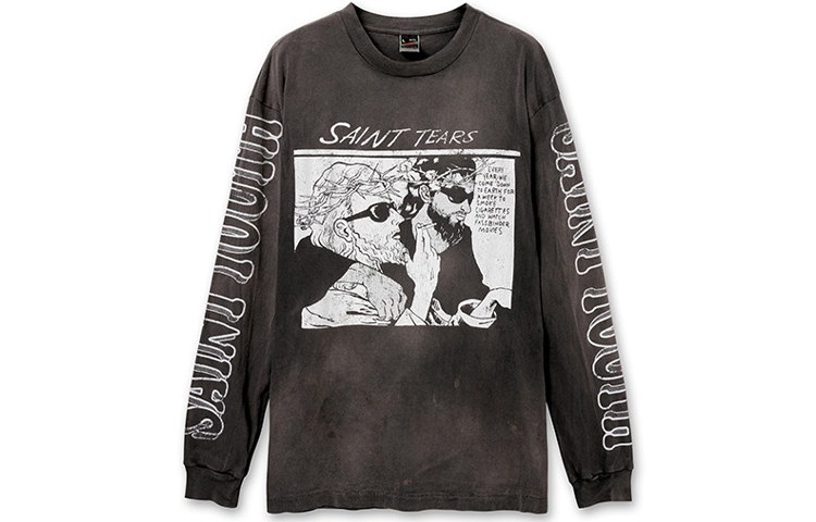 SAINT Mxxxxxx FW21 Black Graphic Crewneck Long Sleeve T-Shirt Men A21-023-13