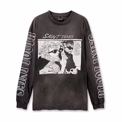 SAINT Mxxxxxx FW21 Black Graphic Crewneck Long Sleeve T-Shirt Men A21-023-13