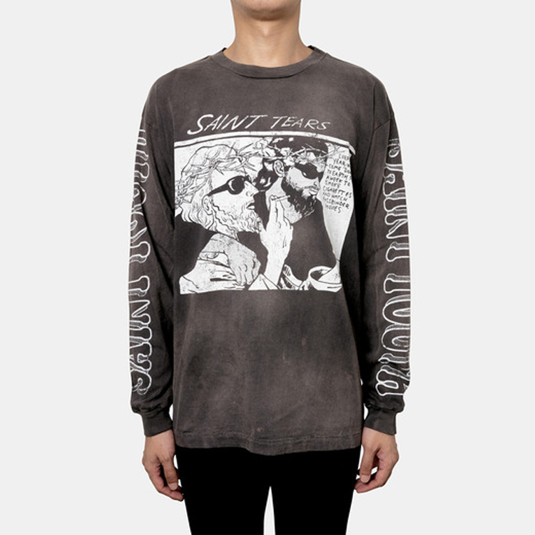 Lookbook SAINT Mxxxxxx FW21 黑色圖案長袖T恤 男款 A21-023-13