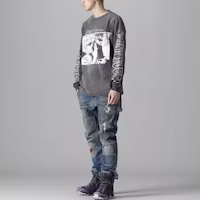 Purchase SAINT Mxxxxxx FW21 黑色圖案長袖T恤 男款 A21-023-13