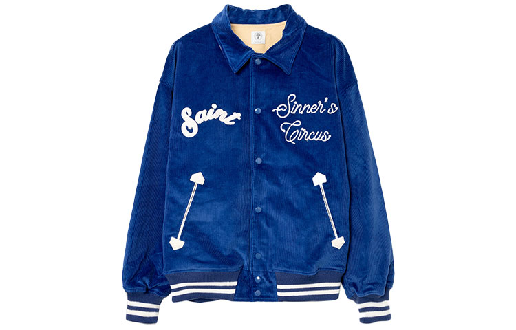 SAINT Mxxxxxx FW21 Blue Corduroy Embroidered Collared Jacket A21-040-92