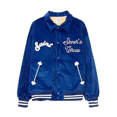 SAINT Mxxxxxx FW21 Blue Corduroy Embroidered Collared Jacket A21-040-92