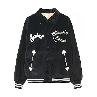 SAINT Mxxxxxx FW21 Corduroy Embroidered Collar Jacket Unisex Black A21-041-13