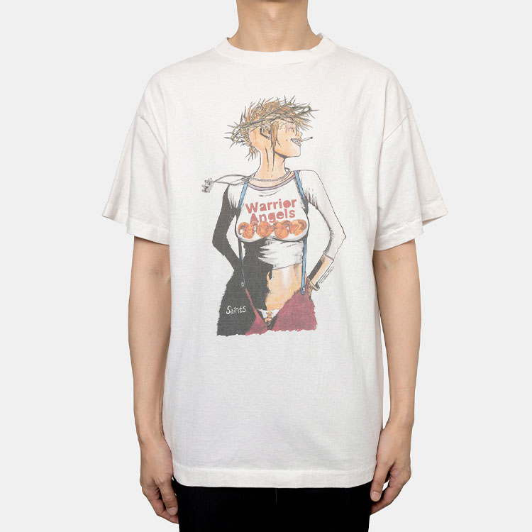 Lookbook SAINT Mxxxxxx FW21 圖案印花短袖T恤 白色。 SS-A21-006-4