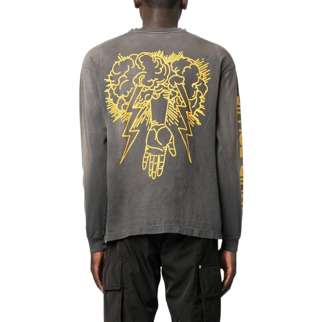 Purchase SAINT Mxxxxxx FW22 灰色圖案印花長袖休閒T恤 SMA220000075BLK