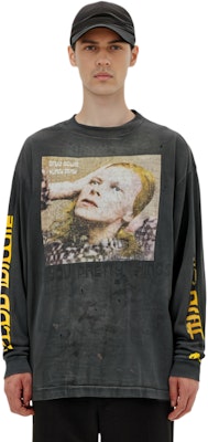 SAINT Mxxxxxx FW22 灰色圖案印花長袖休閒T恤 SMA220000075BLK Sizing SAINT Mxxxxxx FW22 灰色圖案印花長袖休閒T恤 SMA220000075BLK